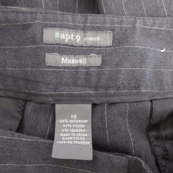 Apt 9 Womens Stretch Slacks Size 10 Maxwell Gray Striped Dress Pants Poly Blend - Picture 3 of 8